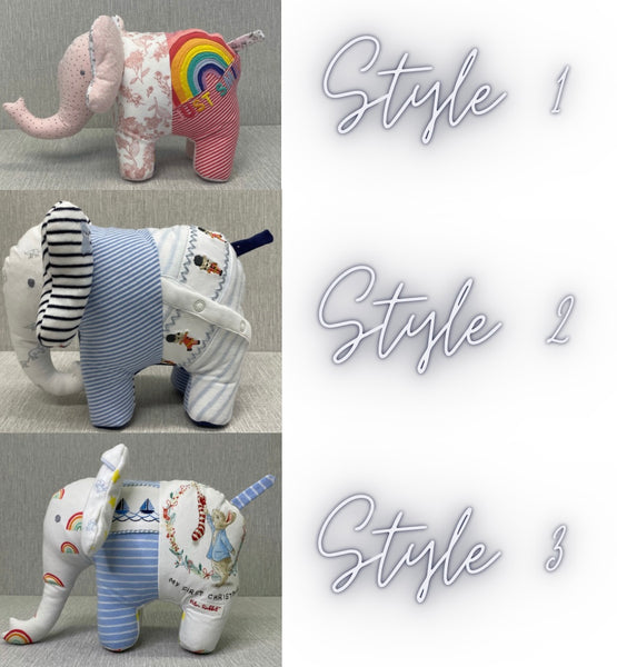 Cot size keepsake quilt with keepsake elephant