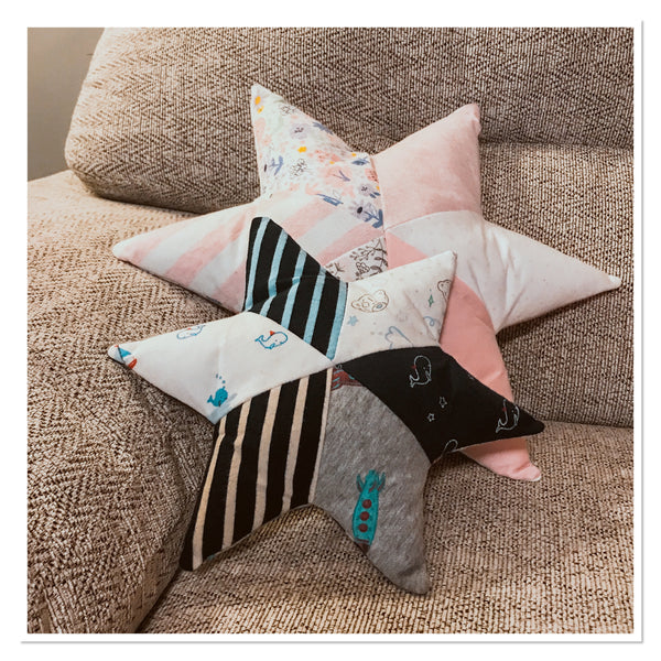 Set of two keepsake star cushions